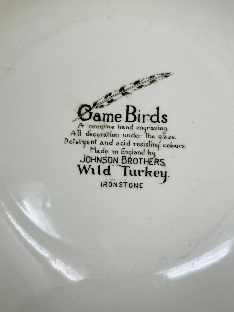 Vintage Johnson Brothers Game Birds Wild Turkey Decorative Plate 10x11