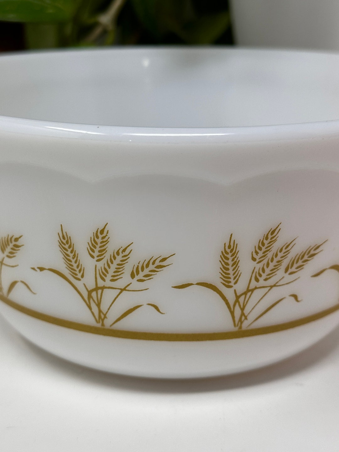 HTF Vintage Hazel Atlas Milk Glass Wheat Motif Bowl Scalloped Rim - Etsy