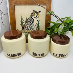 Ende der 1970er Jahre Mod Retro McCoy Kanister - Set aus 3 Mehl / Zucker / Kaffee (komplett) - Sehr schwer zu finden