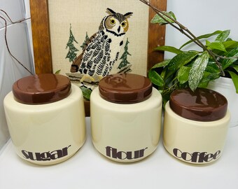 Late 1970&#39;s Mod Retro McCoy Canisters - Set of 3 Flour/Sugar/Coffee (Complete) - Very Hard to Find