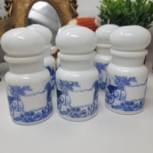 Frascos de boticario de vidrio de leche belgas antiguos