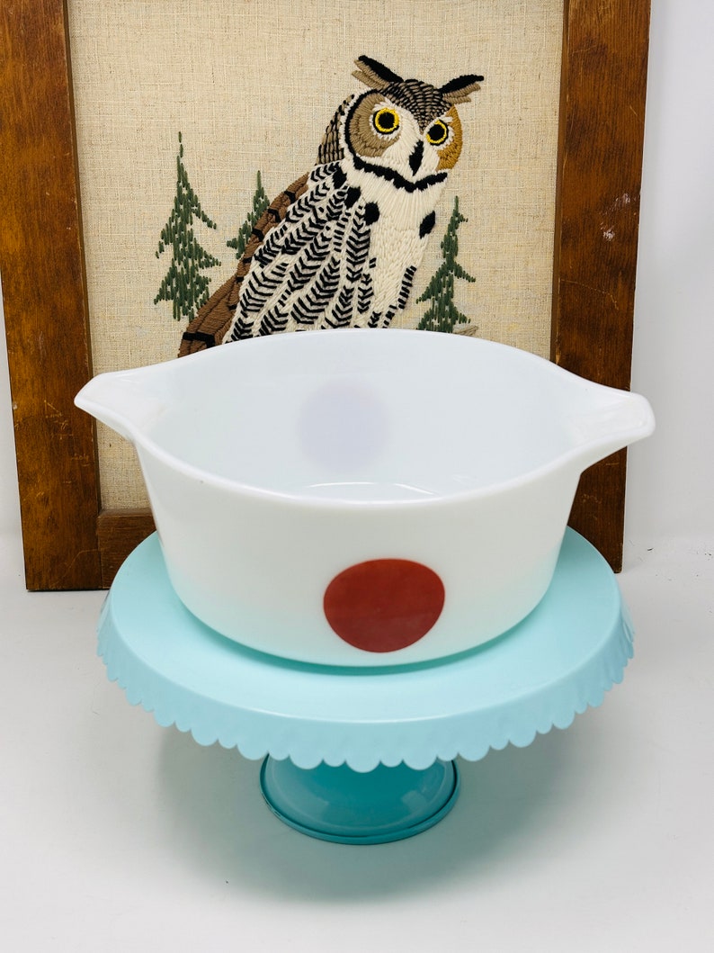 Vintage 1970s Pyrex Moon Deco Red Dot Casserole Dish - Etsy