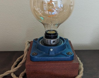 Leopardwood and Iron Steampunk Touch Lamp