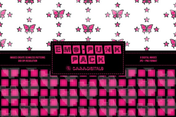 Emo-punk Art Digital Papers - Commercial Use - Scrapbook