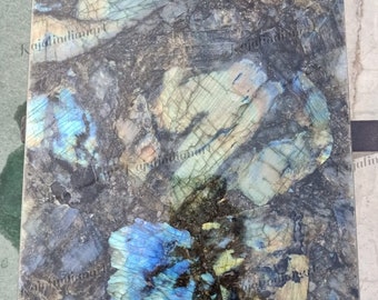 Tischplatte aus natürlichem Labradorit-Stein, handgefertigte Couchtischplatte aus Labradorit-Stein, Beistelltisch aus Labradorit-Stein und Gartentischplatte