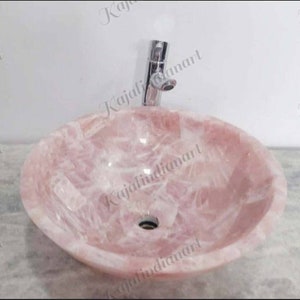 Custom Make Rose Quartz Luxury Bathroom Sink / Handmade Rose Quartz Bathroom Sink / Luxury Sink ...