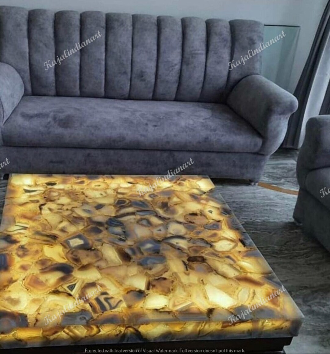 Fire Yellow Agate Table Top / Agate Table Top / Handmade Agate Etsy