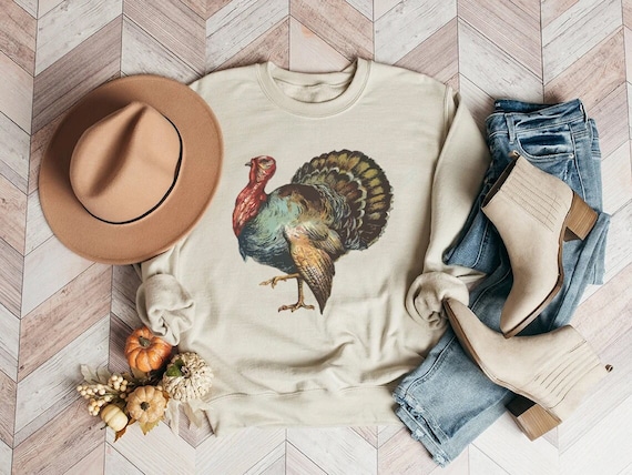 Vintage Turkey Sweatshirt Christmas Sweatshirt Cute Turkey - Etsy