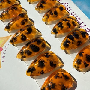 Tortoise Shell Press On Nails/ Hand Painted Luxury Press On Nails, Short  Reusable Gel Nails, Tort Nails, Nail Art, Fake Nails, Trendy Nails