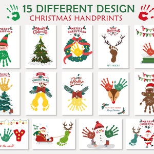 Christmas Handprint Footprint Fingerprint Art Craft, Christmas Handprint Craft, DIY Craft for Kids Baby Toddler, Christmas Activity Keepsake