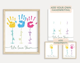 Personalized Mom gift for Mother's day or Birthday, Flower handprint Gift from kids, Mothers Day Keepsake Gift, Printable Craft for Kids