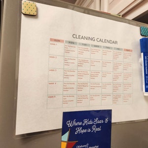 Monthly Cleaning Calendar