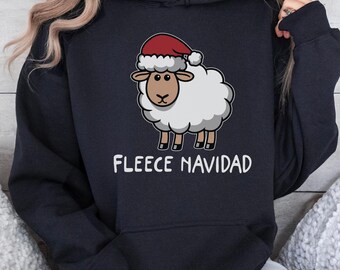 Suéter navideño divertido de vellón con capucha Feliz Navidad, suéter navideño de oveja, saludo navideño divertido, regalos navideños para niños