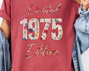 1975 Birthday TShirt UK, 50th Birthday Gifts for Women, 50th Birthday Tshirt, Vintage 1975 Birthday Shirt, Birthday Gift for Mum Grandpa