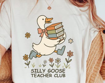 Camiseta de Silly Goose para profesor: Camiseta floral de regreso a clases