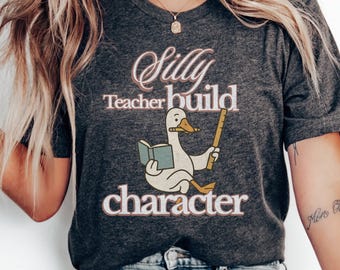 Camisa de ganso de maestra tonta, maestra de ganso tonta, linda camiseta de regreso a clases, regalo de agradecimiento para maestras, regalo divertido para maestras de primaria para ella