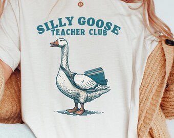 Camisa de ganso de maestra tonta, maestra de ganso tonta, linda camiseta de regreso a clases, regalo de agradecimiento para maestras, regalo divertido para maestras de primaria para ella