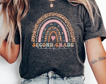 Camiseta de maestra de segundo grado, camiseta de maestra de segundo grado con lazo coqueto, camiseta de maestra de segundo grado, camiseta linda para mujer, camiseta de regreso a clases para maestra