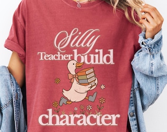 Camisa de ganso de maestra tonta, maestra de ganso tonta, linda camiseta de regreso a clases, regalo de agradecimiento para maestras, regalo divertido para maestras de primaria para ella