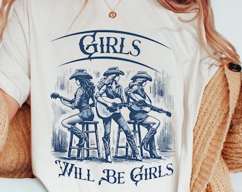 Vintage Girls Will Be Girls Witch Comfort Colors Shirt,Funny Witch Vintage Shirt, Vintage Halloween Women Shirt,Witchy Vibes Shirt Girl Gift