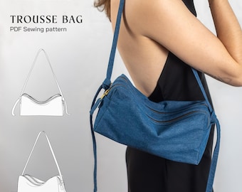 Modello di cucito per borsa a tracolla in PDF | Borsa a marsupio | Modello di cucito per borsa a tracolla | Borsa minimalista con cerniera