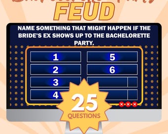 Family Feud Bachelorette Party Game - Powerpoint Download & Printable PDF | Family Feud Hen Do Game | Wedding Game | Bridal Shower Game