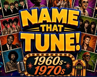 60s-70s Name That Tune Game | Music Trivia for Seniors | Nostalgic Game Night | Party Game | Digital Download | PowerPoint & Google Slides