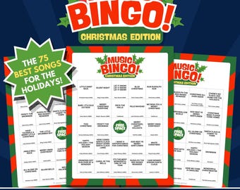 Christmas Music Bingo Game | 100 Cards, Playlists (Digital Download)