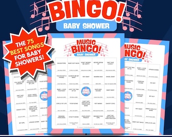 Baby Shower Music Bingo (Printable) | Digital Download | 100 Cards + Calling Cards + Spotify & YouTube Playlists | New Parents Game