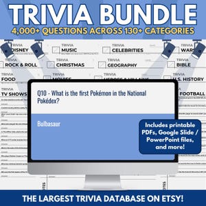4,000+ Trivia Questions Game: General Knowledge, Pub Quizzes (Google Slide, PDF Download)