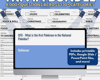 4,000+ Trivia Questions Game: General Knowledge, Pub Quizzes (Google Slide, PDF Download)
