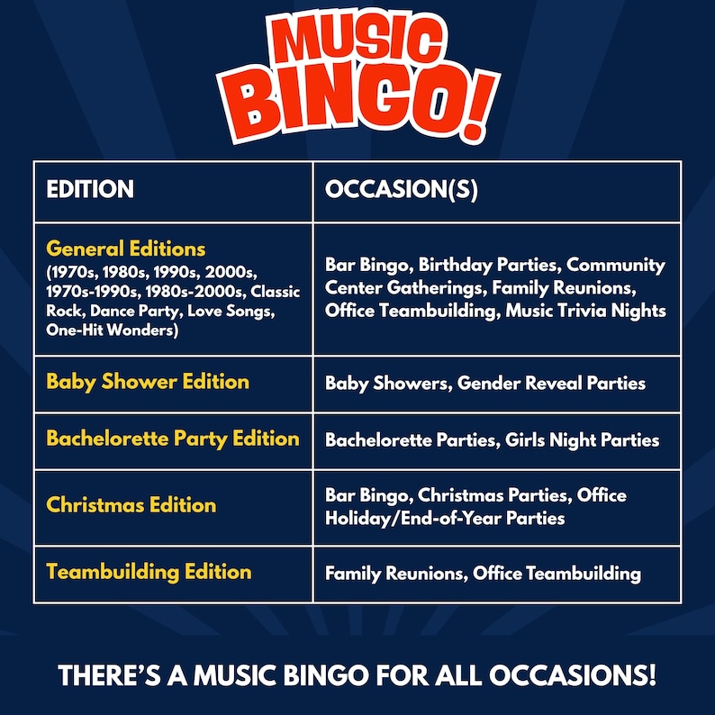 There’s a Music Bingo for All Occasions!