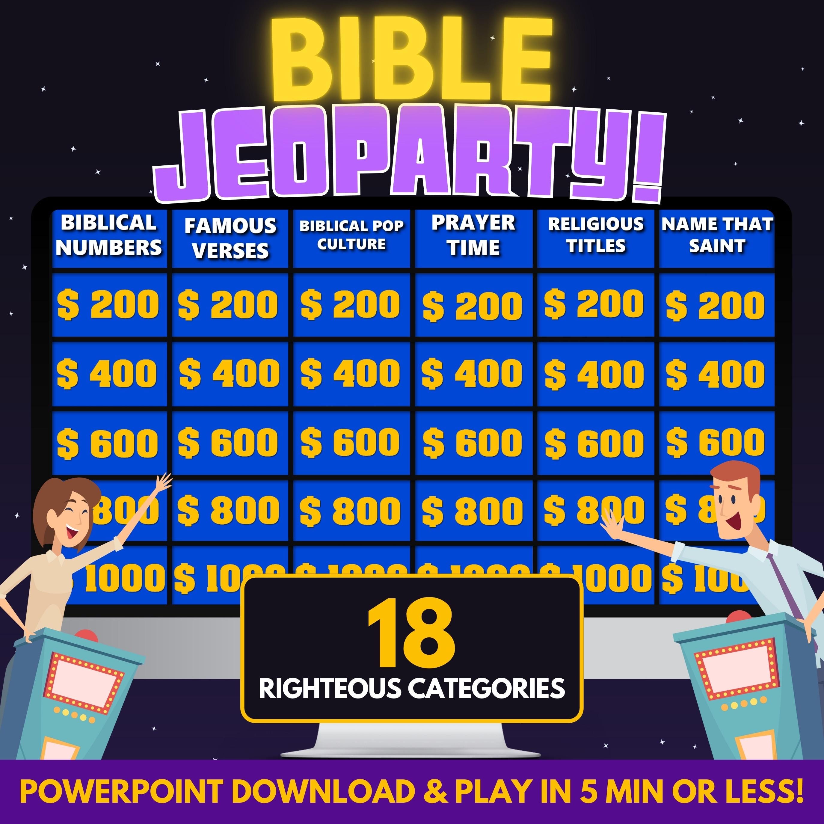 Bible Jeoparty PowerPoint Game: Church Trivia (Digital Download)