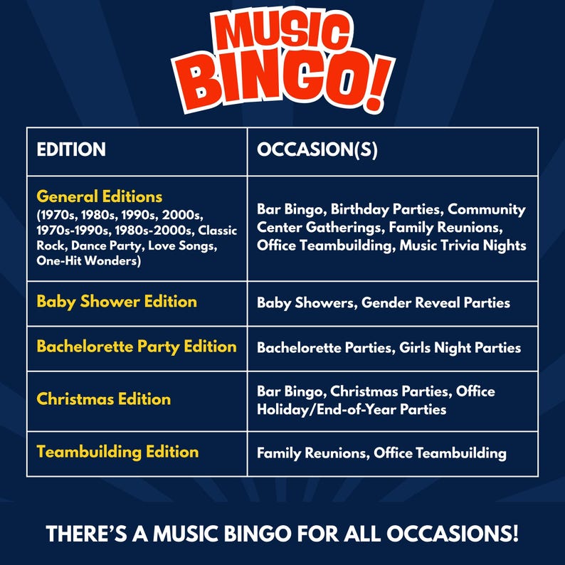 There’s a Music Bingo for All Occasions!