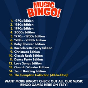 Want More Bingo? Check Out All Our Music Bingo Games Here on Etsy!