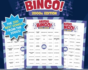 2000s Music Bingo Party Game | 100 Cards, Playlists (Digital Download)