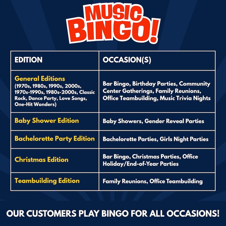 Our Customers Play Bingo for All Occasions!