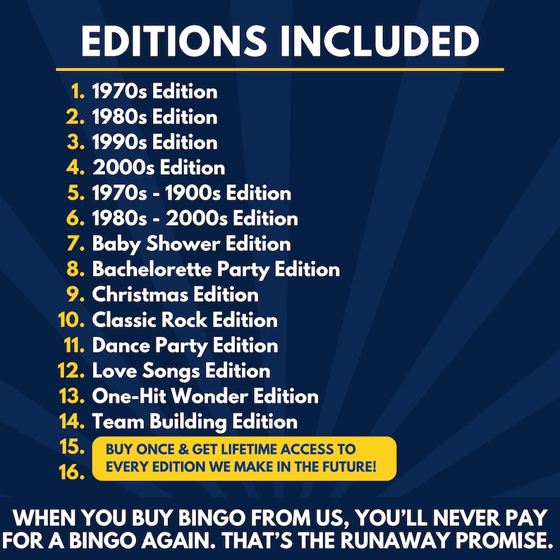 When You Buy Bingo From Us, You’ll Never Pay for a Bingo Again. That’s the Runaway Promise.