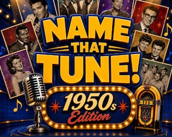 1950s Name That Tune Game | Music Trivia for Seniors | Family Game Night | Digital Download | Retirement Activity | PowerPoint Google Slides