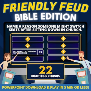 The Feud - Bible Edition PowerPoint Game | Church Game | Bible Study | Christian Games | Ministry Games | Trivia Game | Youth Group Games