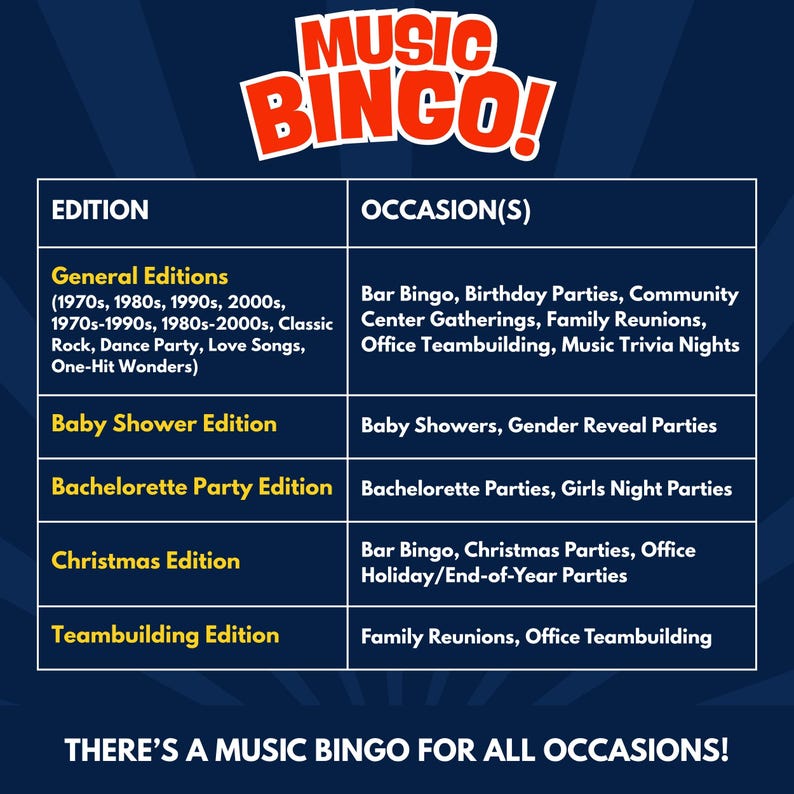 There’s a Music Bingo for All Occasions!