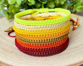 Thin Macrame Square Knot Bracelet, 48 Colours Available, Friendship Bracelet, BFF, Stacking Bracelet, Real Handmade in Wales
