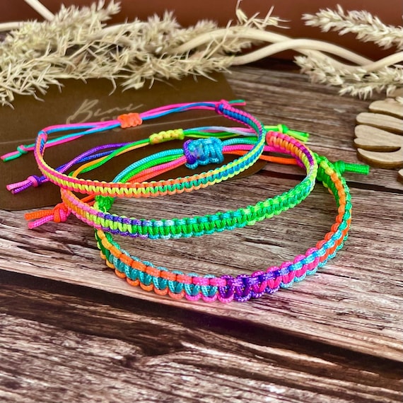 Rainbow Macrame Friendship Bracelet, Square Knot, 3 Sizes  display picture 3