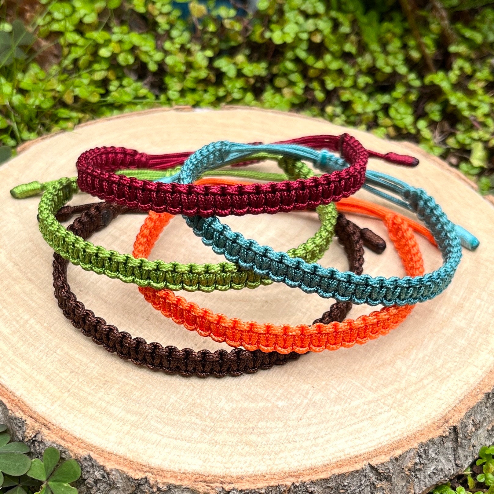 Chunky Mens Square Knot Bracelets in Brown, Orange, Burgundy, Turquoise and Green, Father’s Day Gift, Real Handmade in Wal