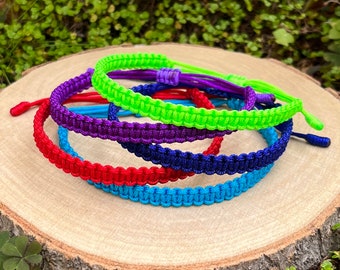 Mens Square Knot Bracelet-Red, Blue, Neon Green, Purple, Dark Blue Colours-Thick Mens Bracelet-Father’s Day Gift-Made in Wales