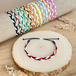 Colourful Braided Surf Bracelet or Anklet, Waterproof Waxed Cord, Summer Style Accessories