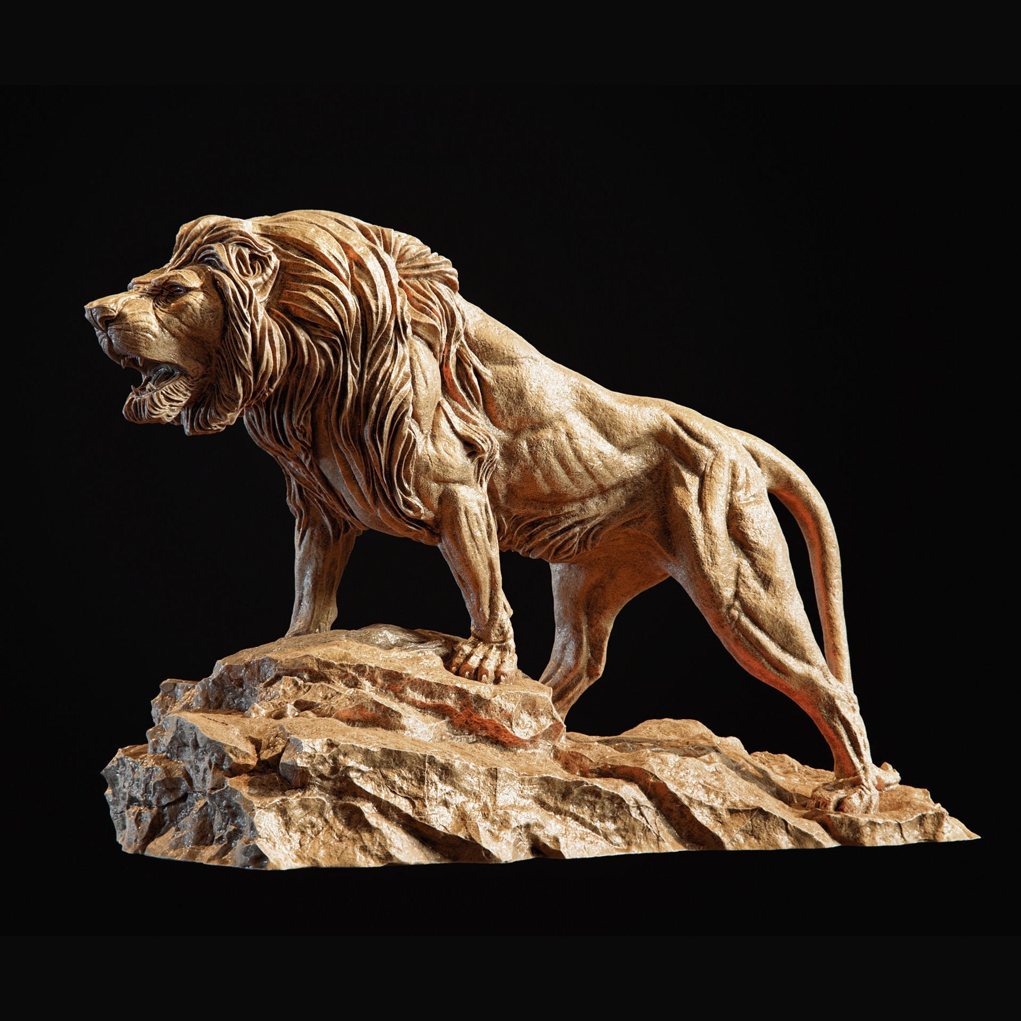 Lion Sculpture 3d Print Model Stl File Etsy