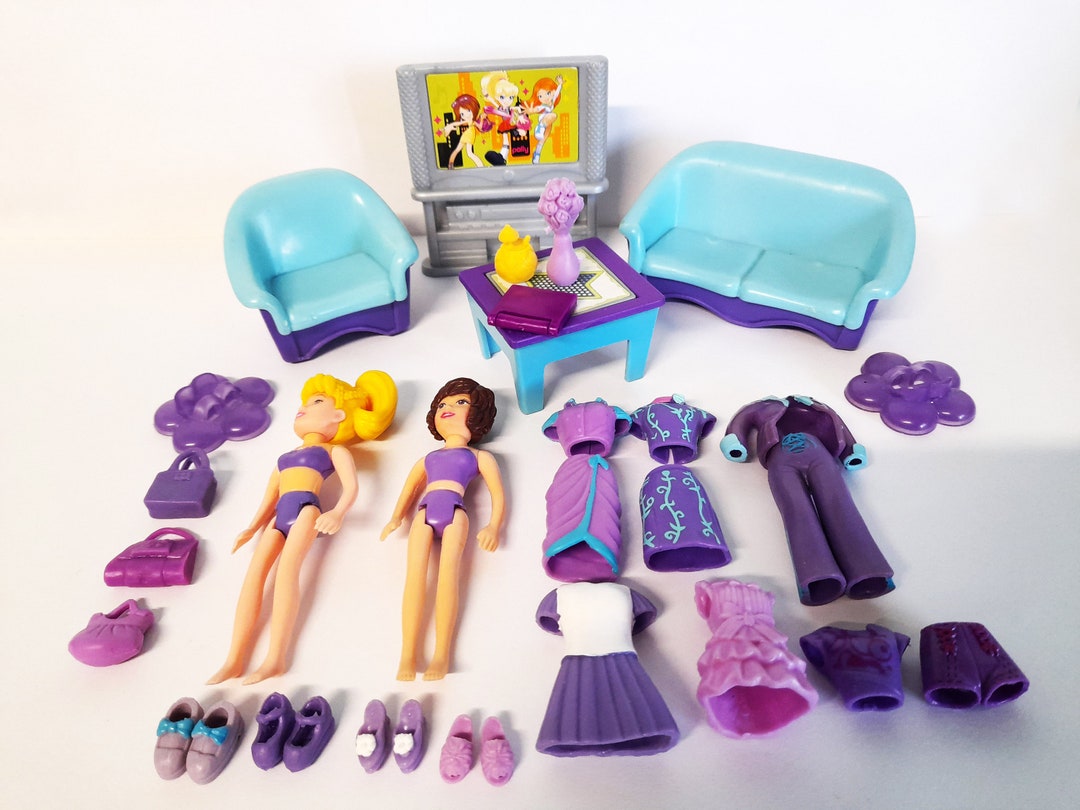 Vintage Polly Pocket Dolls color Purple Outfits Etsy
