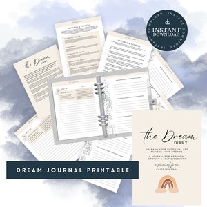 Dream Journal/Diary 73 Pages| DIGITAL | Printable Download, Self Development, Sleep Journal, Dream Meaning Notebook, Sleep Tracker