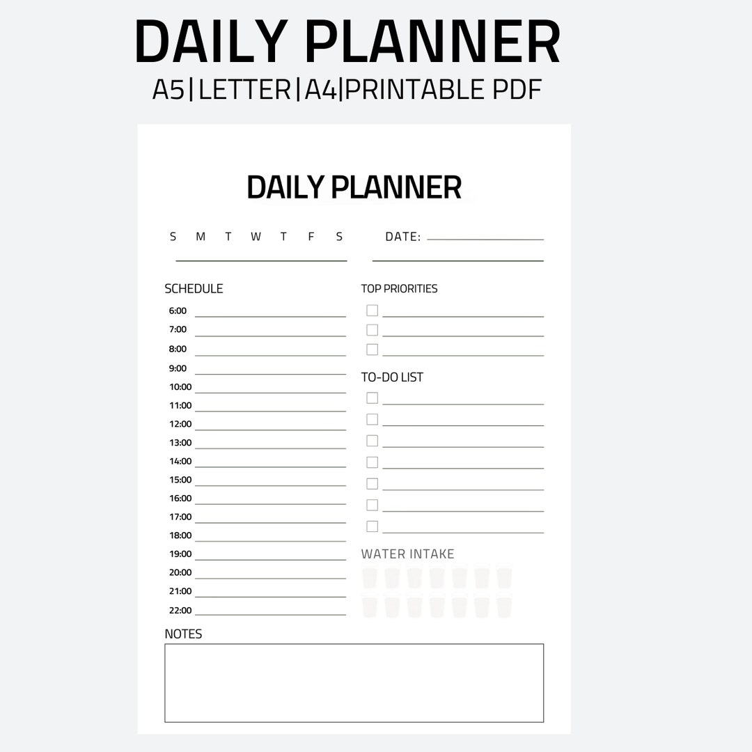Daily Planner Printablepdf ,minimalist Daily Planner and Digital ...